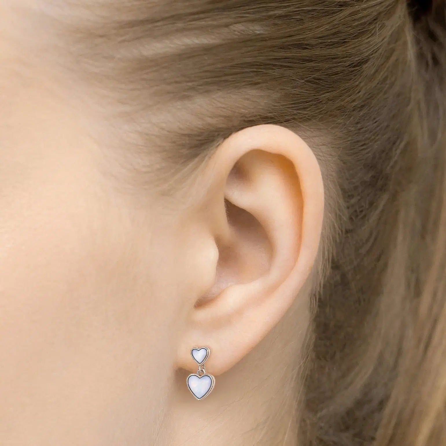 Silberschmuck-Set mit Perlmutt-Herzen