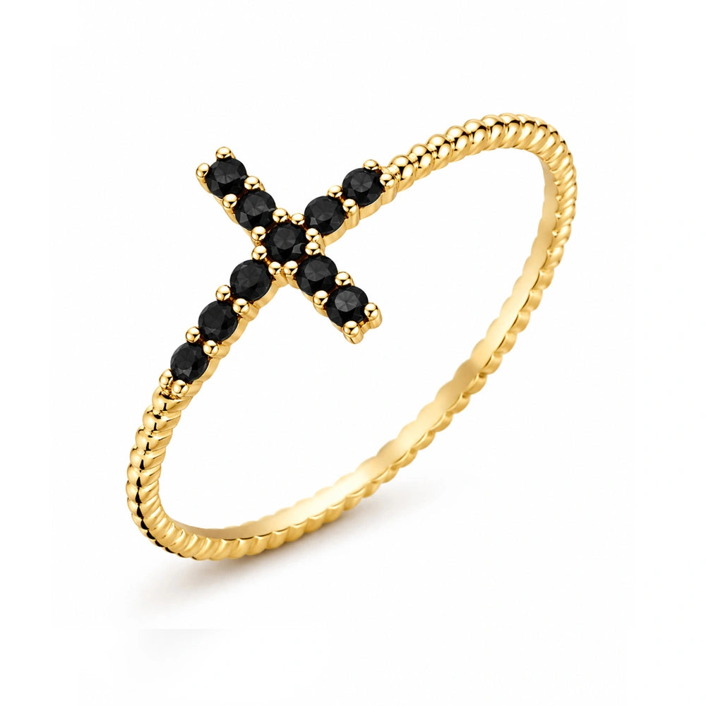 Anello Hope in Oro e Zirconi Neri