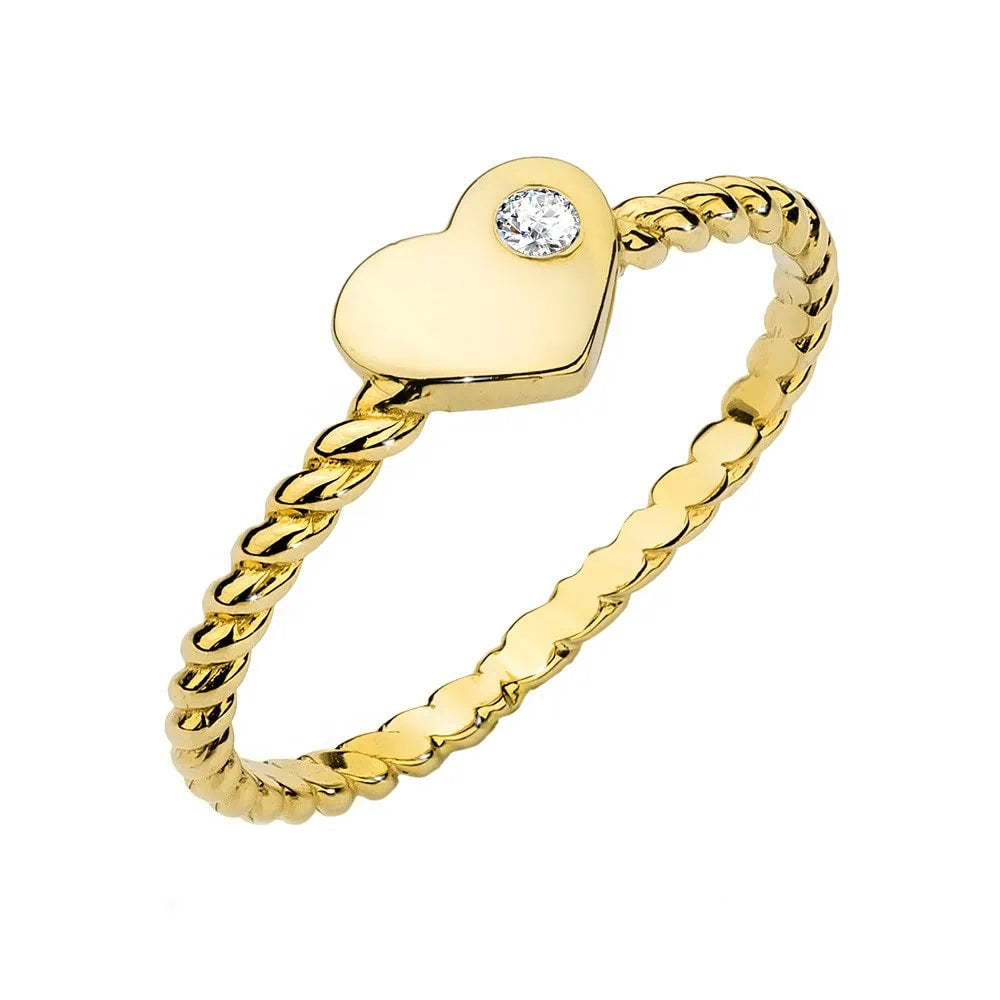Anello Deep Heart in Oro con Zircone