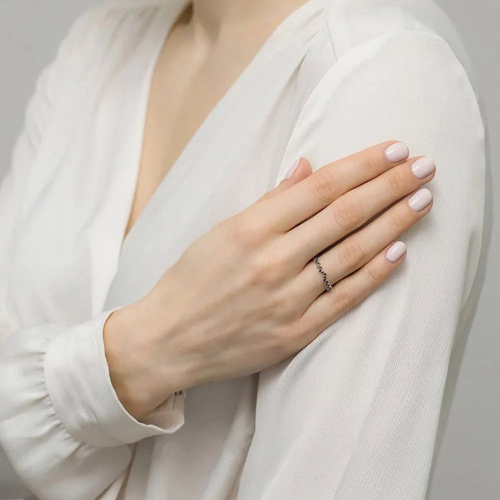 Anello Crane in Oro e Cubic Zirconia Nero