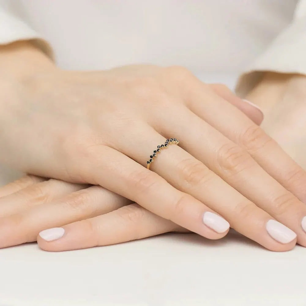 Anello Crane in Oro e Cubic Zirconia Nero