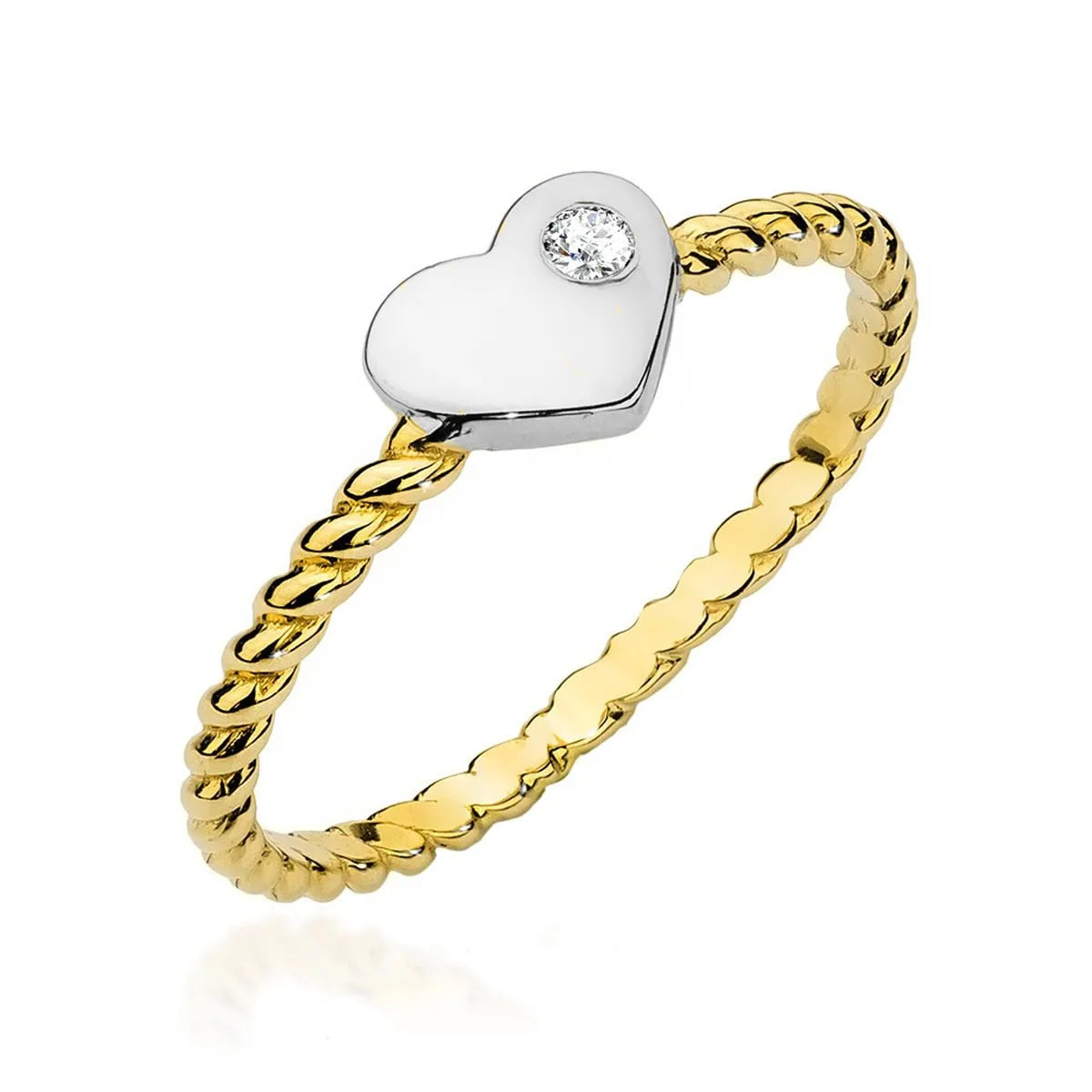 Anello Deep Heart in Oro White con Zircone