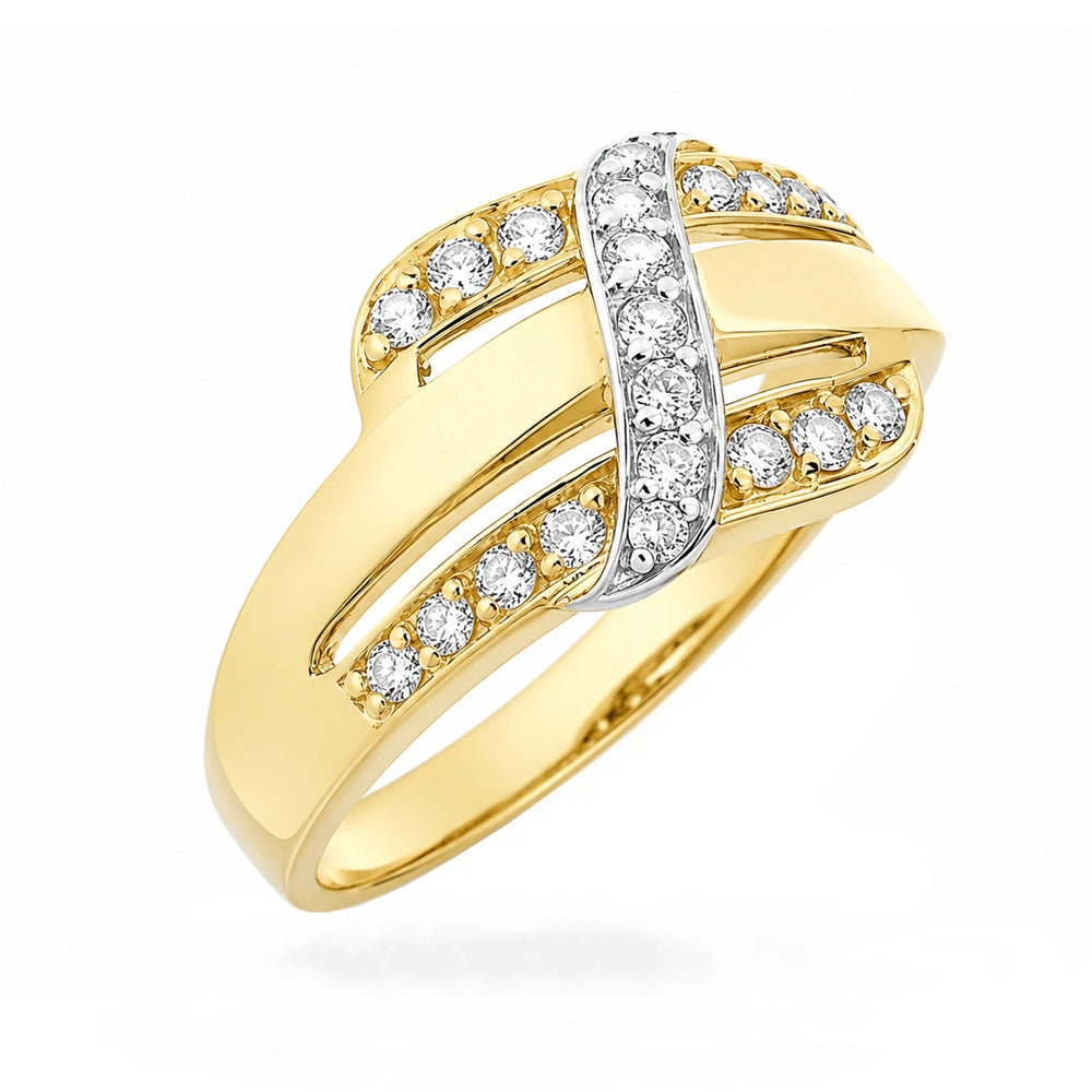 Goldring mit Band und Zirkonia