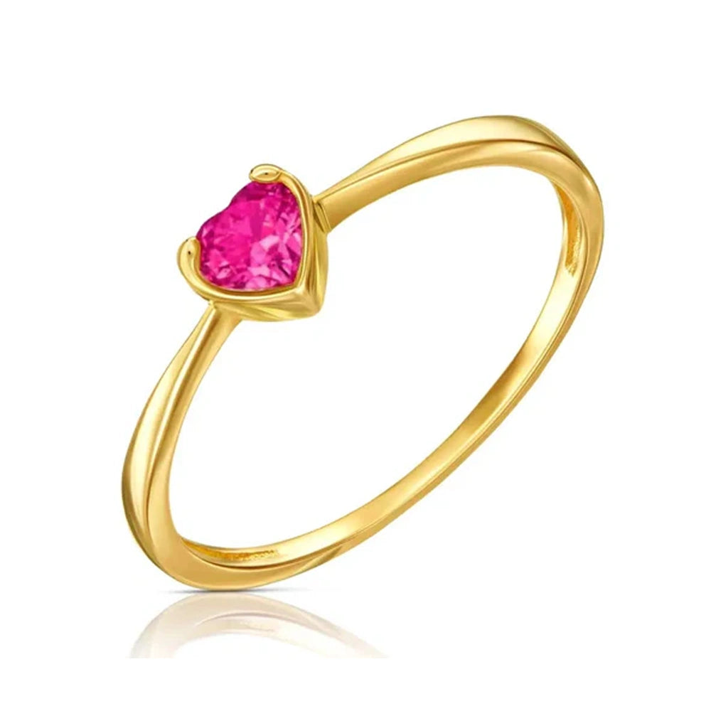 Hearts-Ring Kids aus Gold mit pinkfarbenem Zirkonia