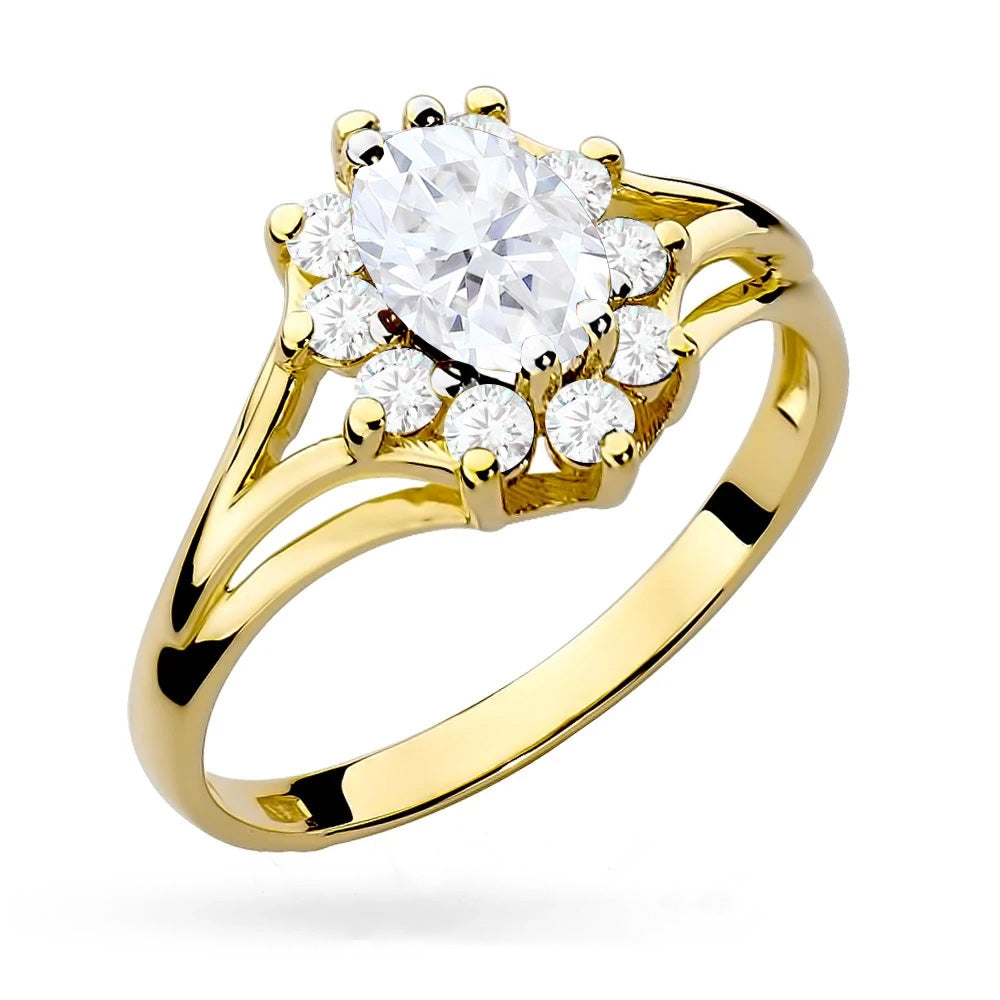 Anello Jasmine in Oro e Zirconi Bianchi