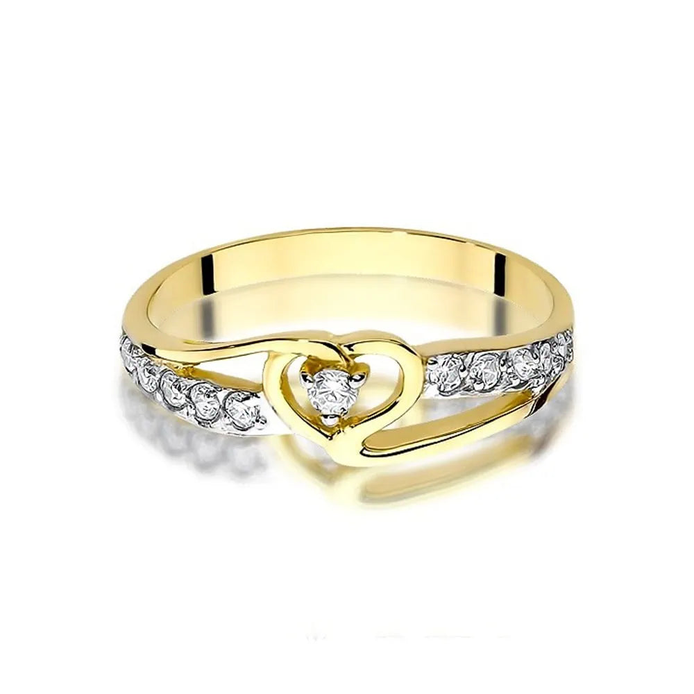 Gold Heart Ring with Zircons