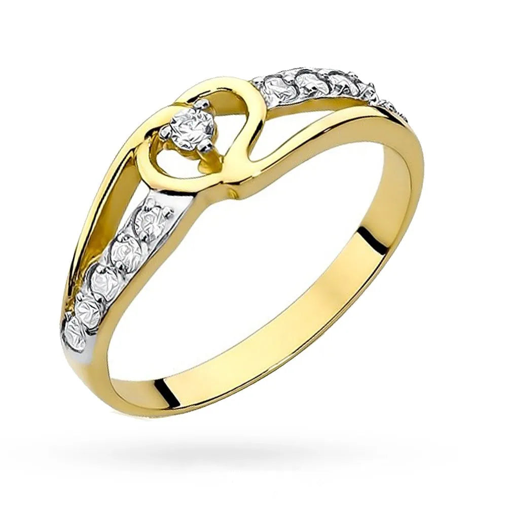 Anello in Oro Cuore e Zirconi