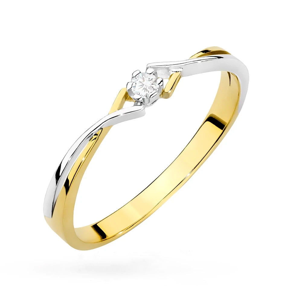 Ring aus Gold Solitär in zwei Farben