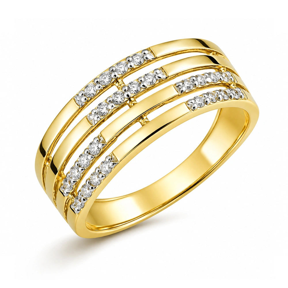 Goldring mit offenem Band und Zirkonia