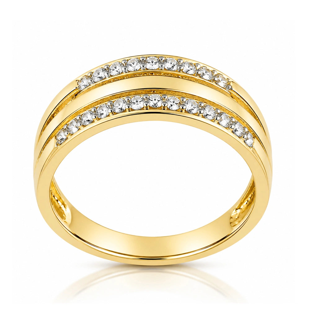 Goldring mit offenem Band und Zirkonia