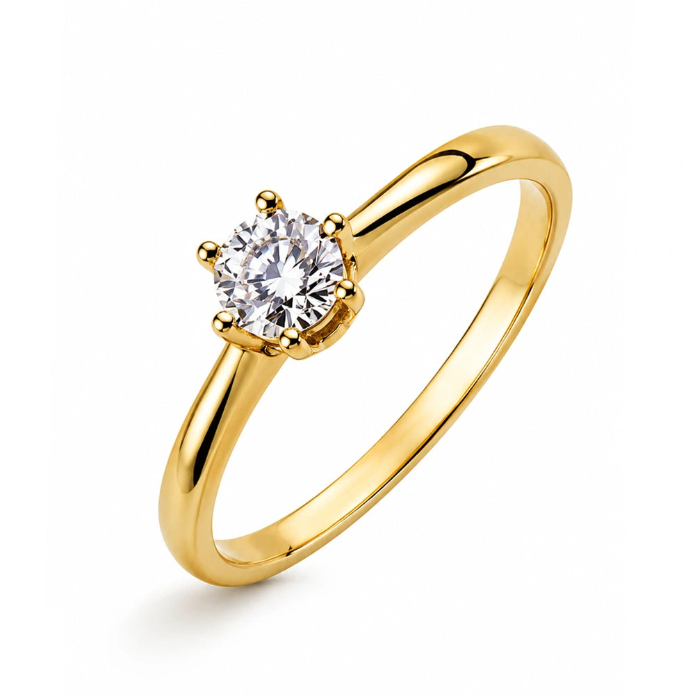 Anillo Solitario Grace de Oro y Circonita Cúbica