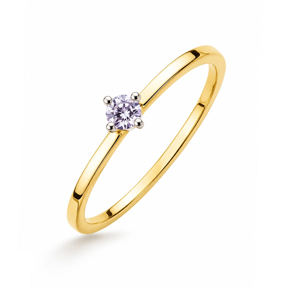 Anello Solitario Brass in Oro e Cubic Zirconia