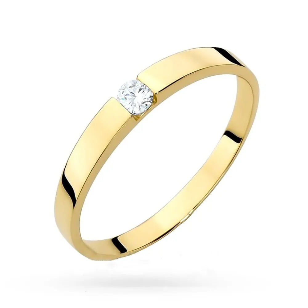 Gold Solitaire Luna Ring with Cubic Zirconia