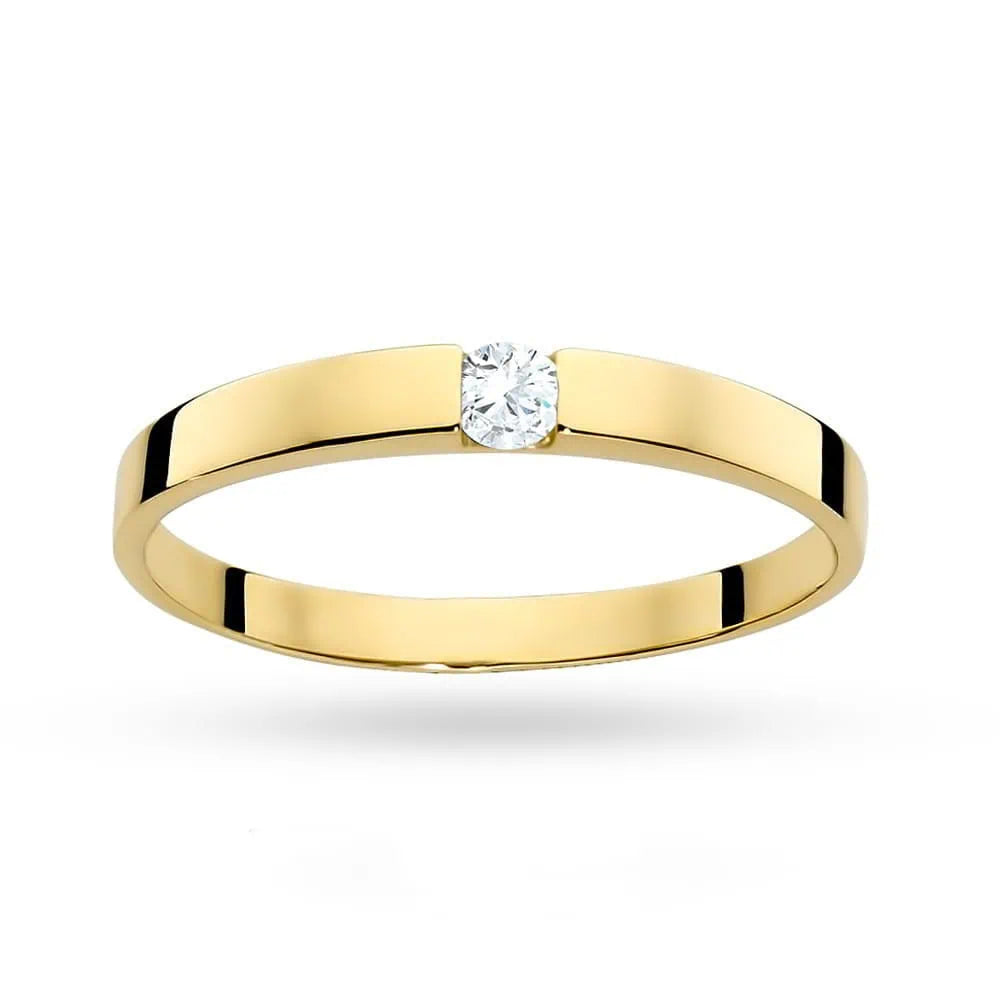 Gold Solitaire Luna Ring with Cubic Zirconia