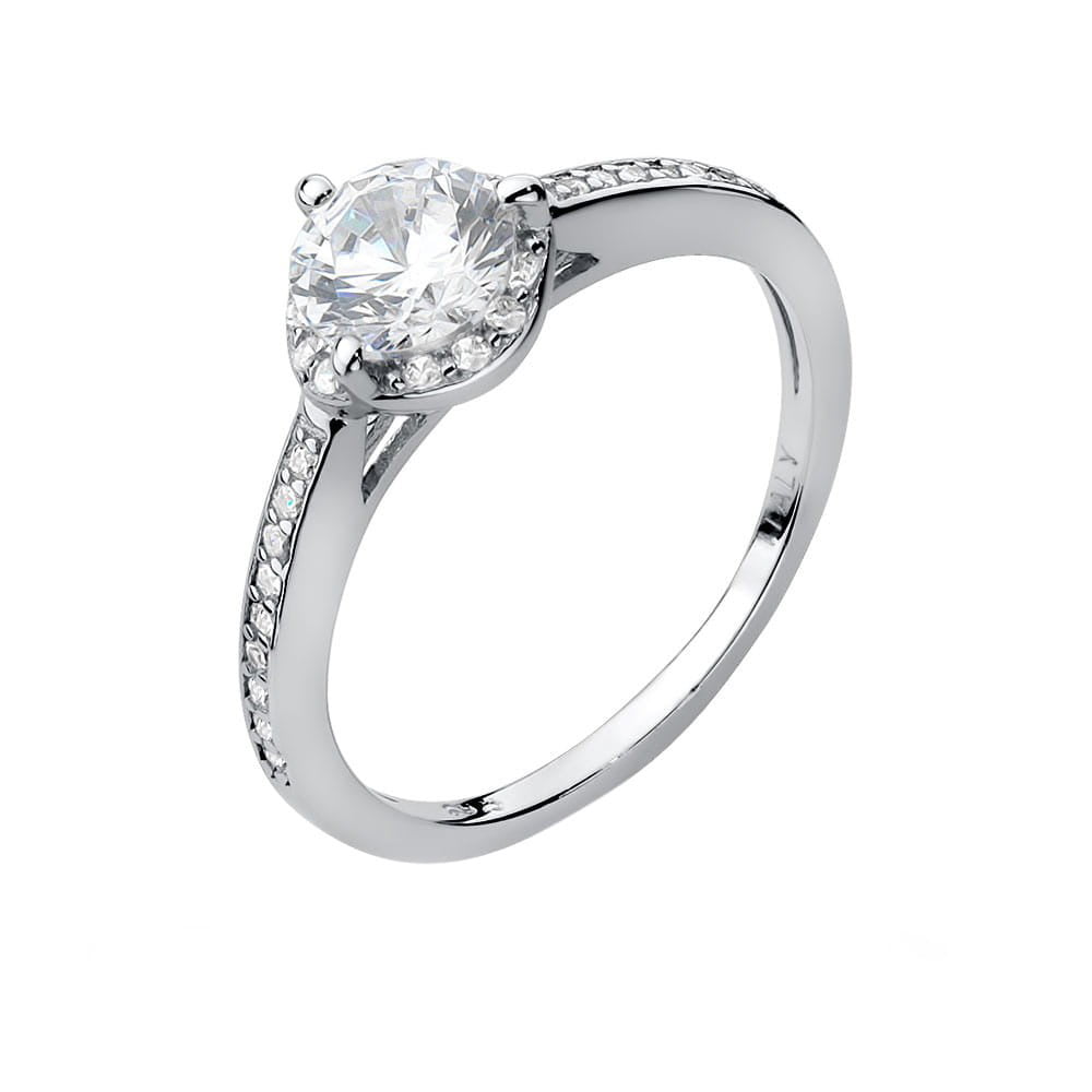 Silver Ring with Zircon on Crown