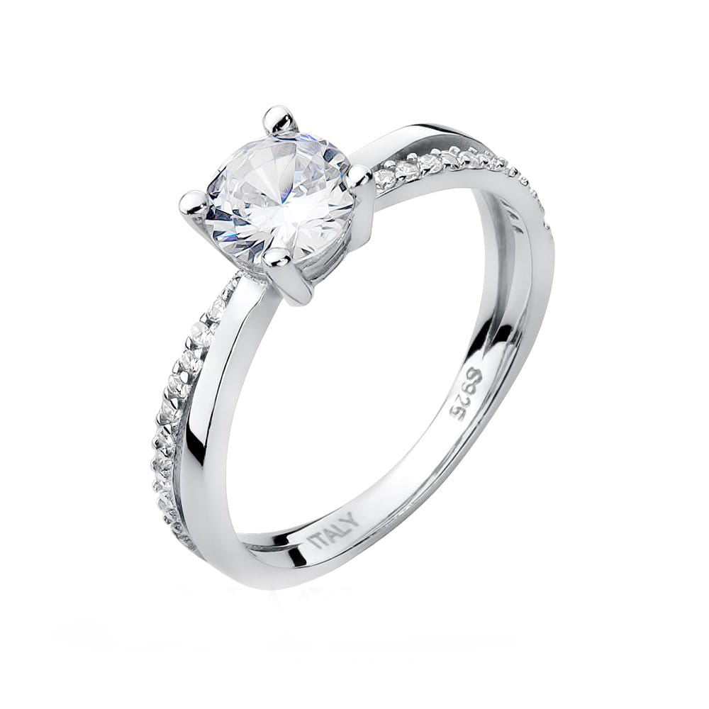 Silver Ring with Set Zircon