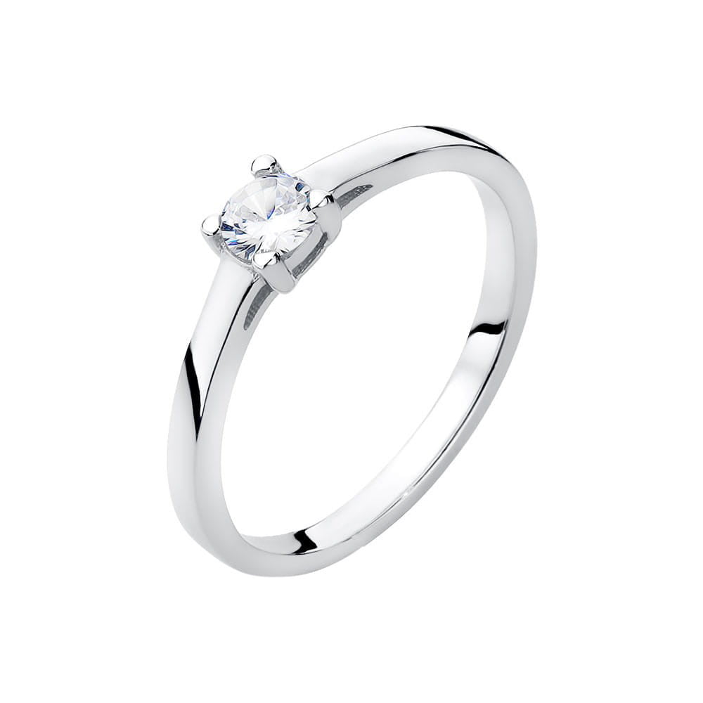 Anillo Solitario Liso con Circonio