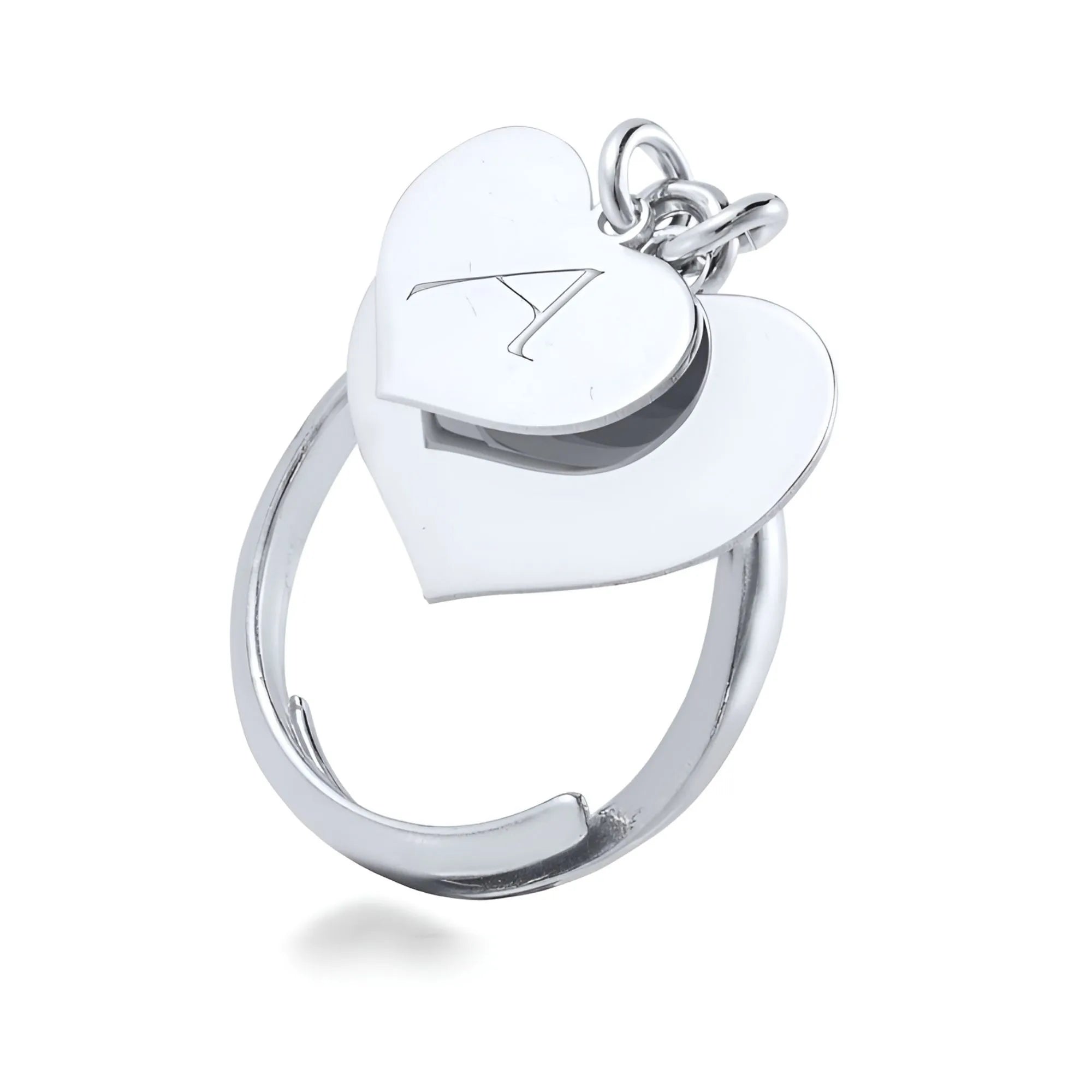 Ring mit doppeltem hängendem Herz