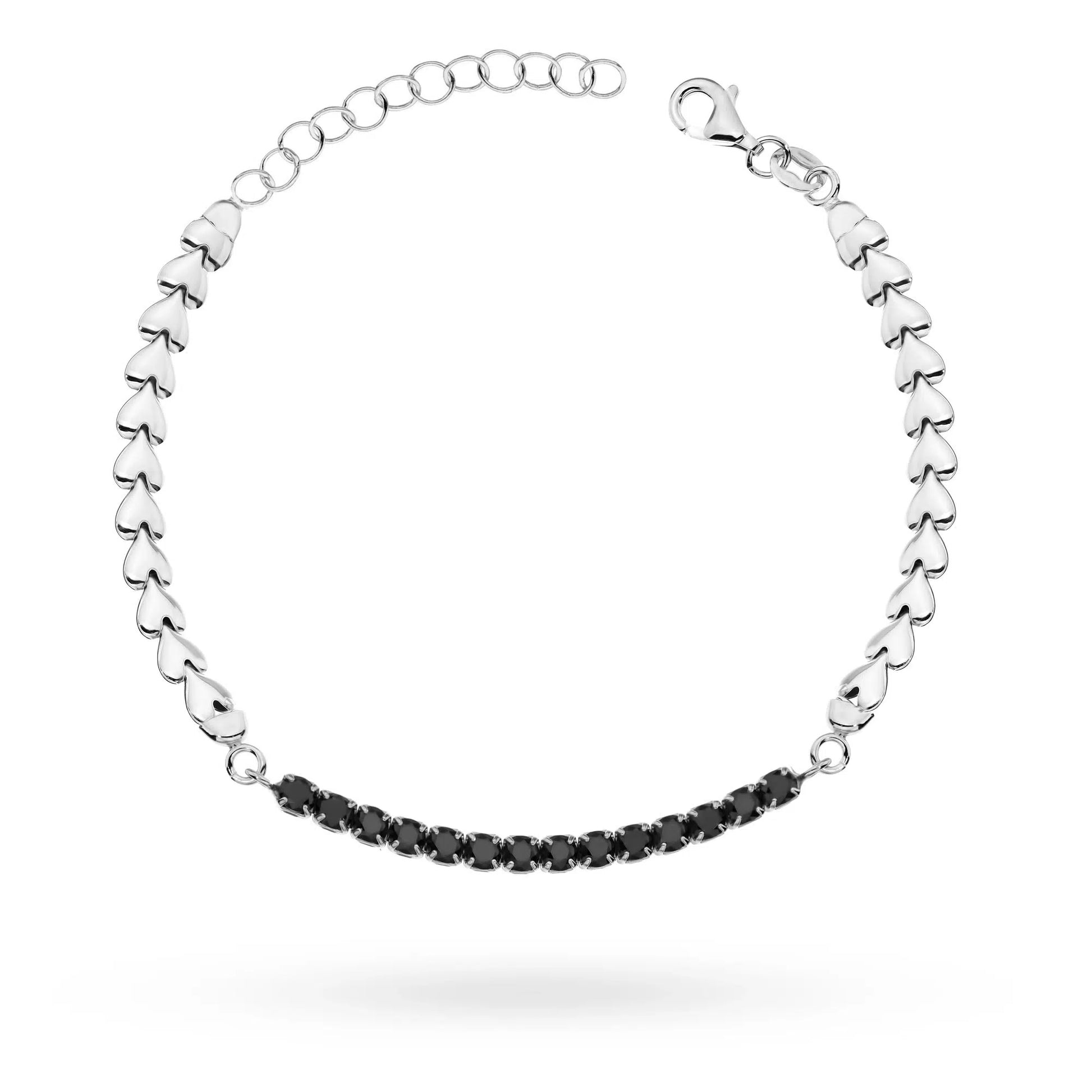 Pulsera Cadena Corazón con Circonitas Negras