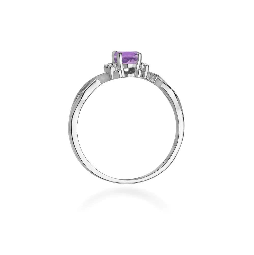 Braided Gold Ring with 0.40 ct Amethyst and Diamonds
