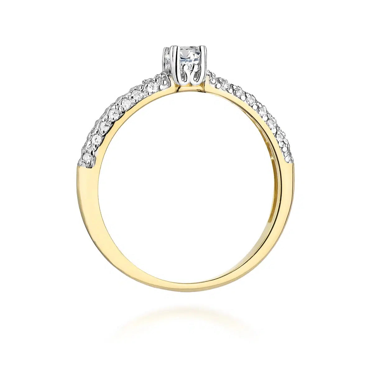 Anello Diana in Oro con Diamante Centrale 0,15ct e Pavé di Diamanti 0,21ct