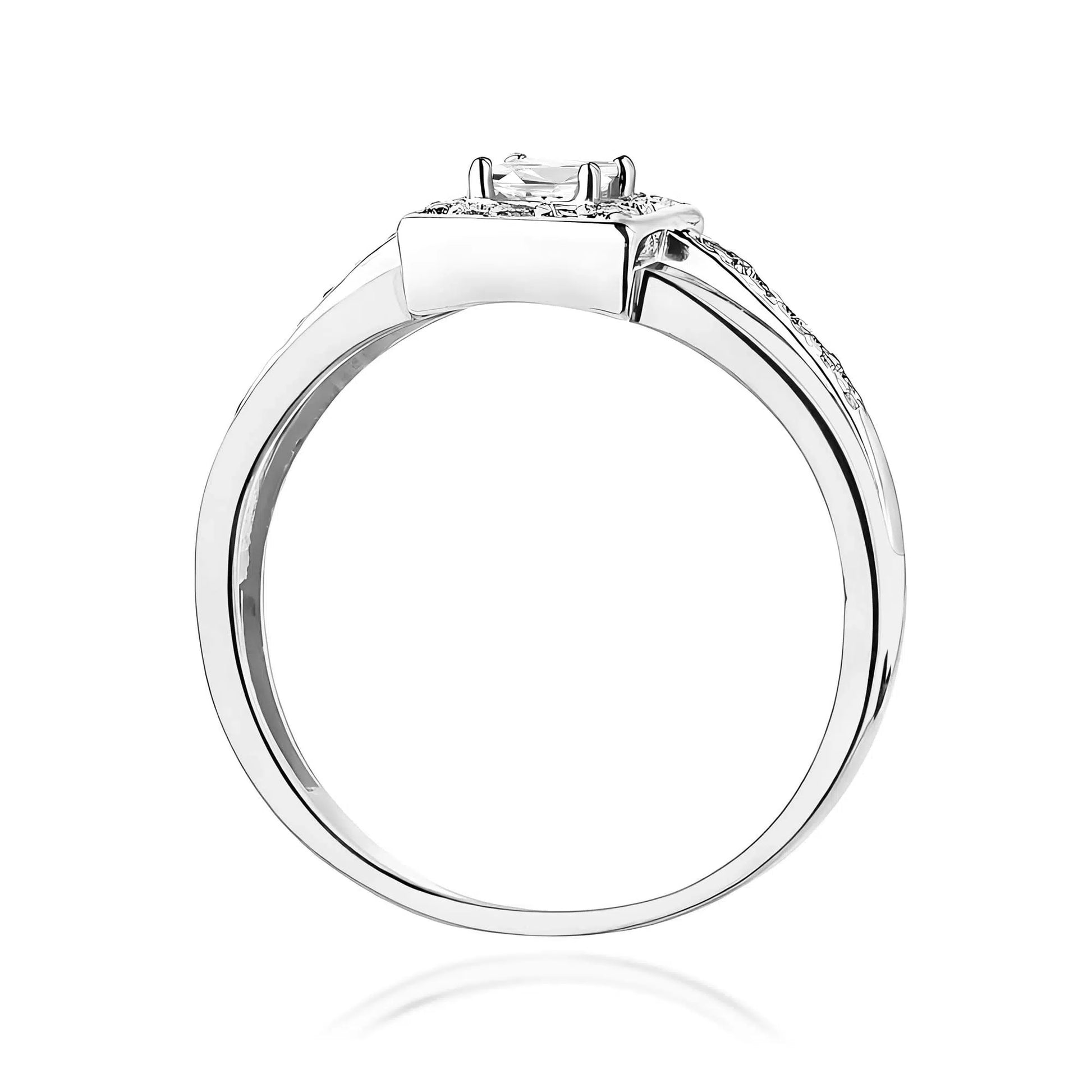 Anello Eos in Oro con Diamante Quadrato 0,15ct e 28 Diamanti 0,14ct