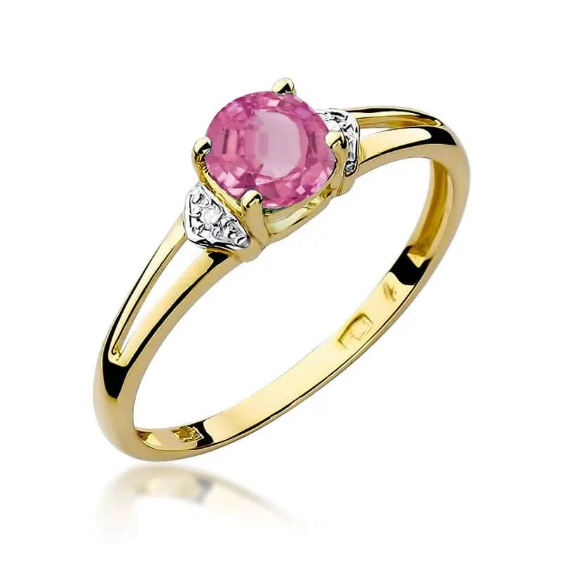 Anello in Oro con Topazio Rosa 0,65 ct e Diamanti 0,005 ct