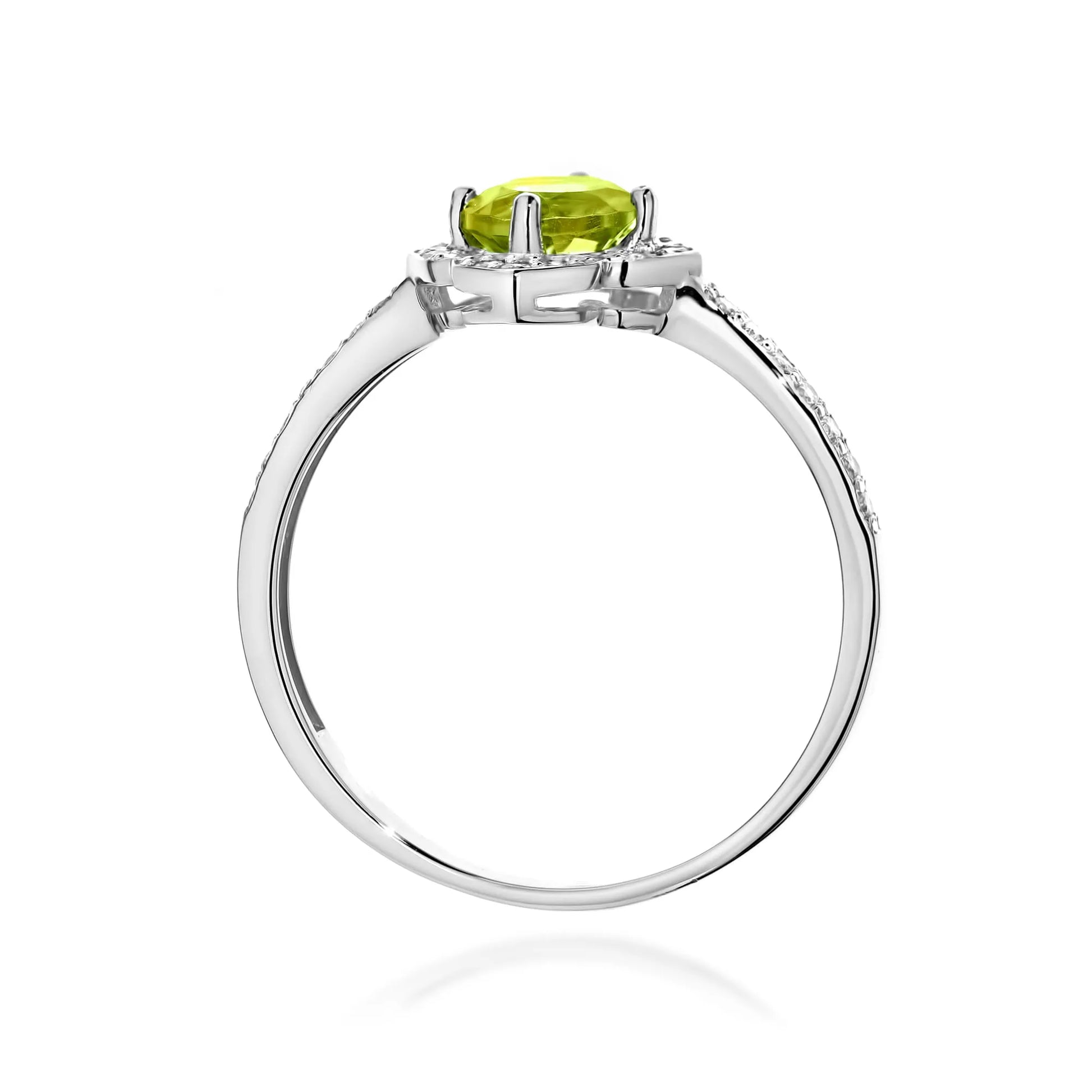 Ring aus Gold mit Olivin 0,60 ct und Diamanten 0,005 ct