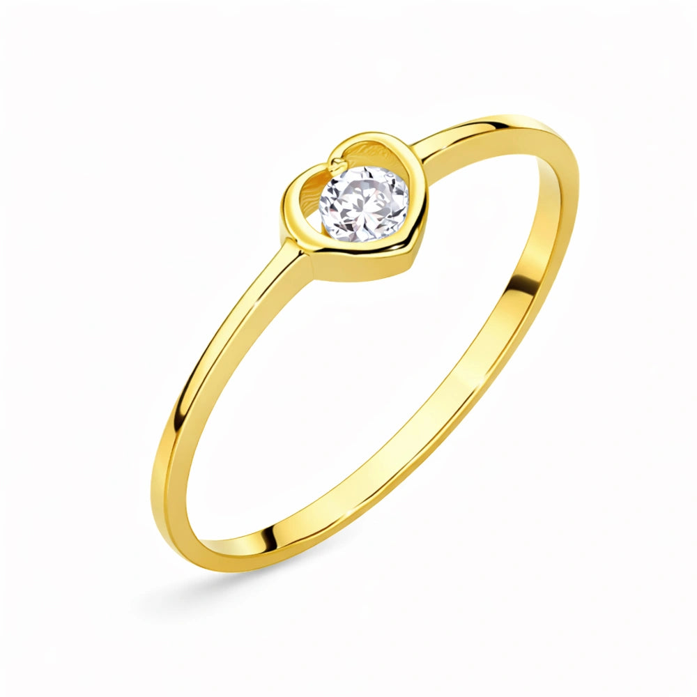 Hearts Kids Ring in Gold with White Zircon
