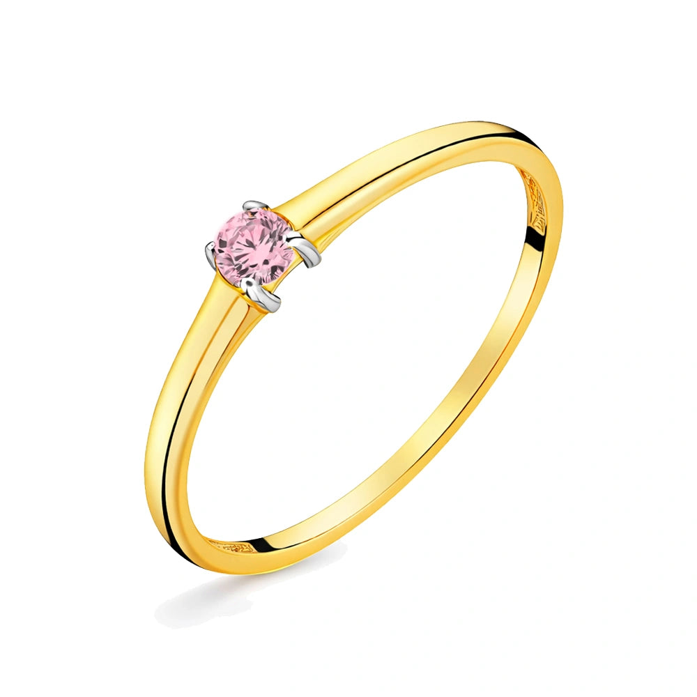 Solitär-Ring für Kinder aus Gold mit rosa Zirkonia