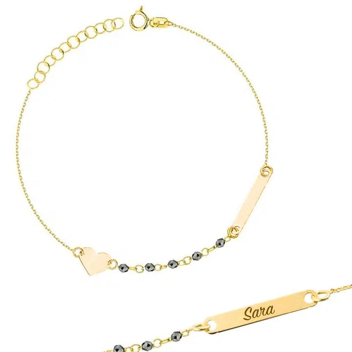 Bracciale in Oro da Donna con Cuore Piastrina e Zirconi