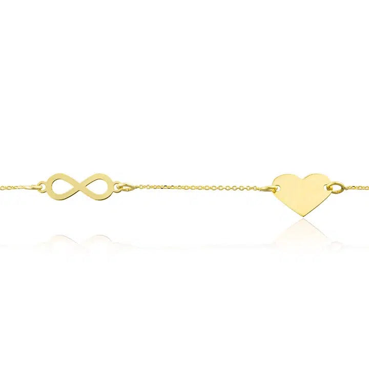 Gold Women's Bracelet with Heart and Infinity