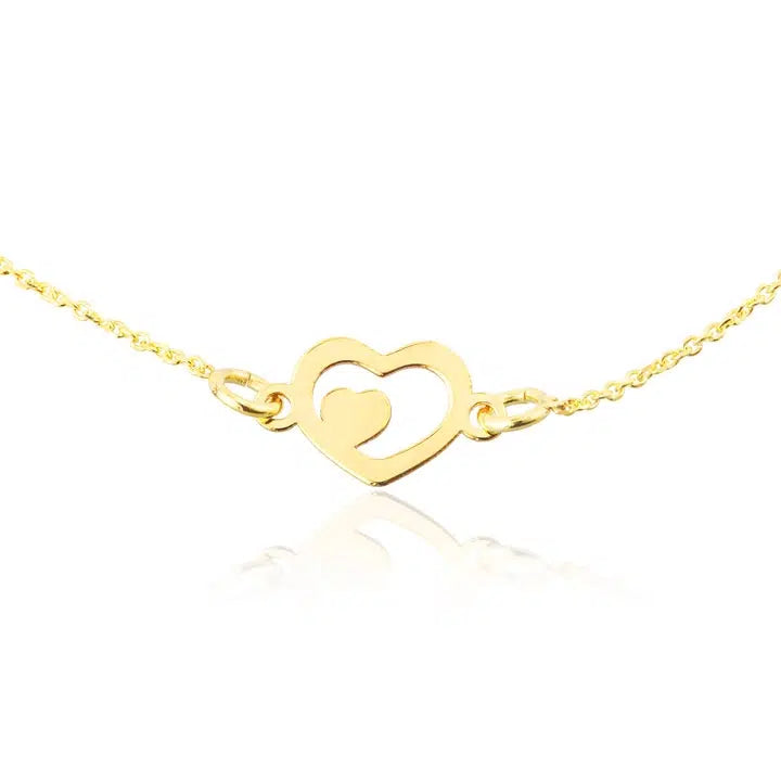 Pulsera de Oro Corazón Doble