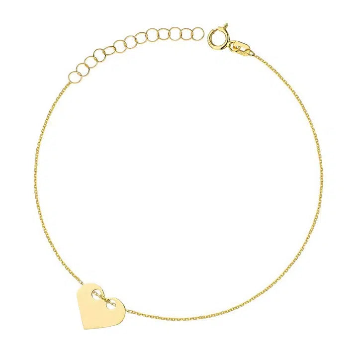 Gold Women's Bracelet with Pass-Through Heart