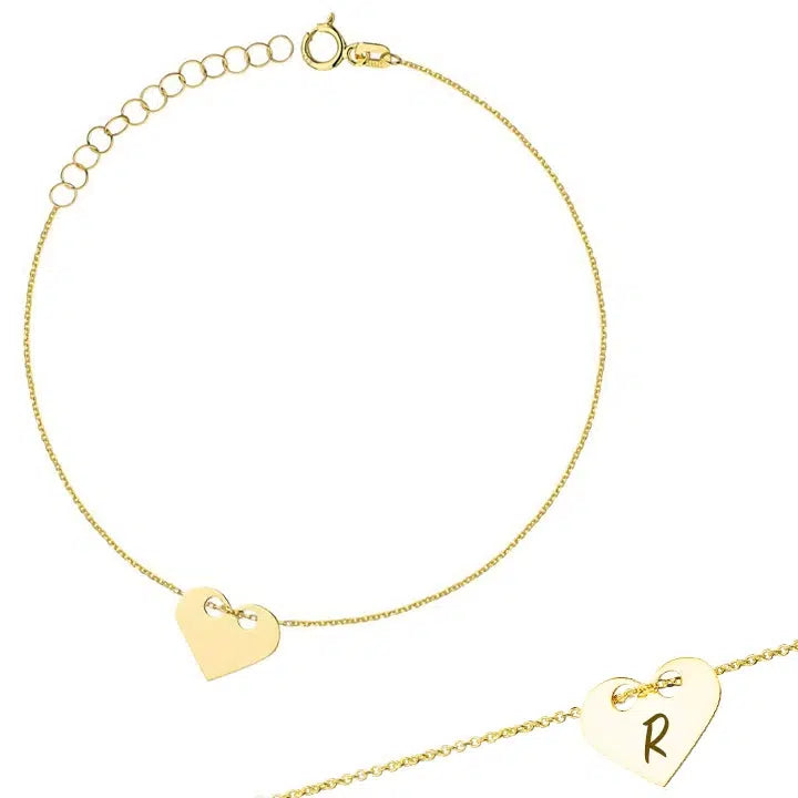 Gold Women's Bracelet with Pass-Through Heart