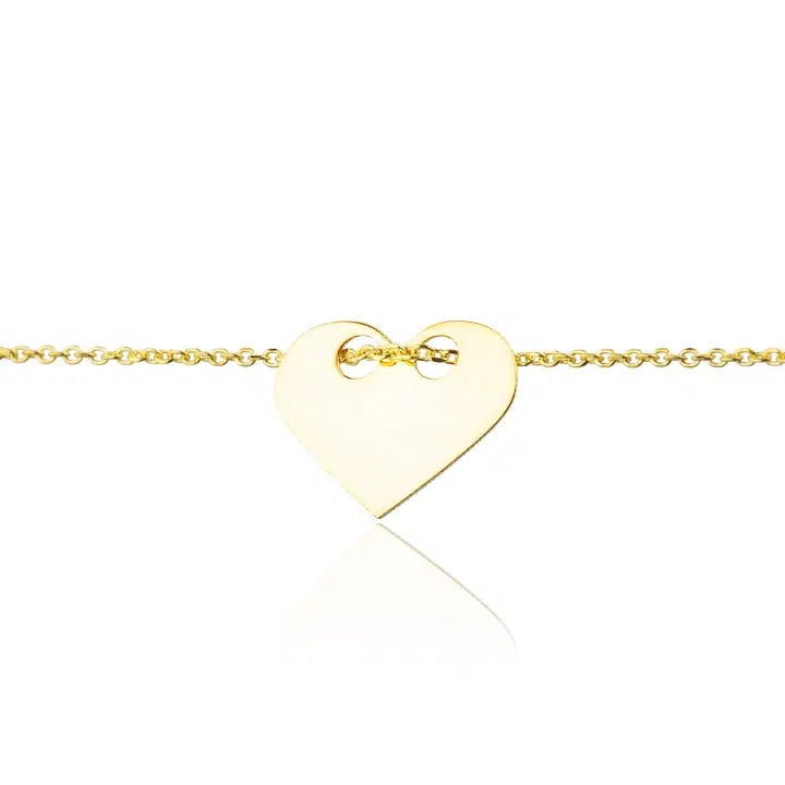 Gold Women's Bracelet with Pass-Through Heart