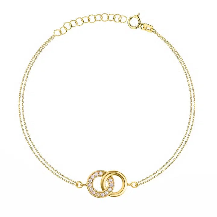 Pulsera de Oro Dos Hilos y Dos Círculos