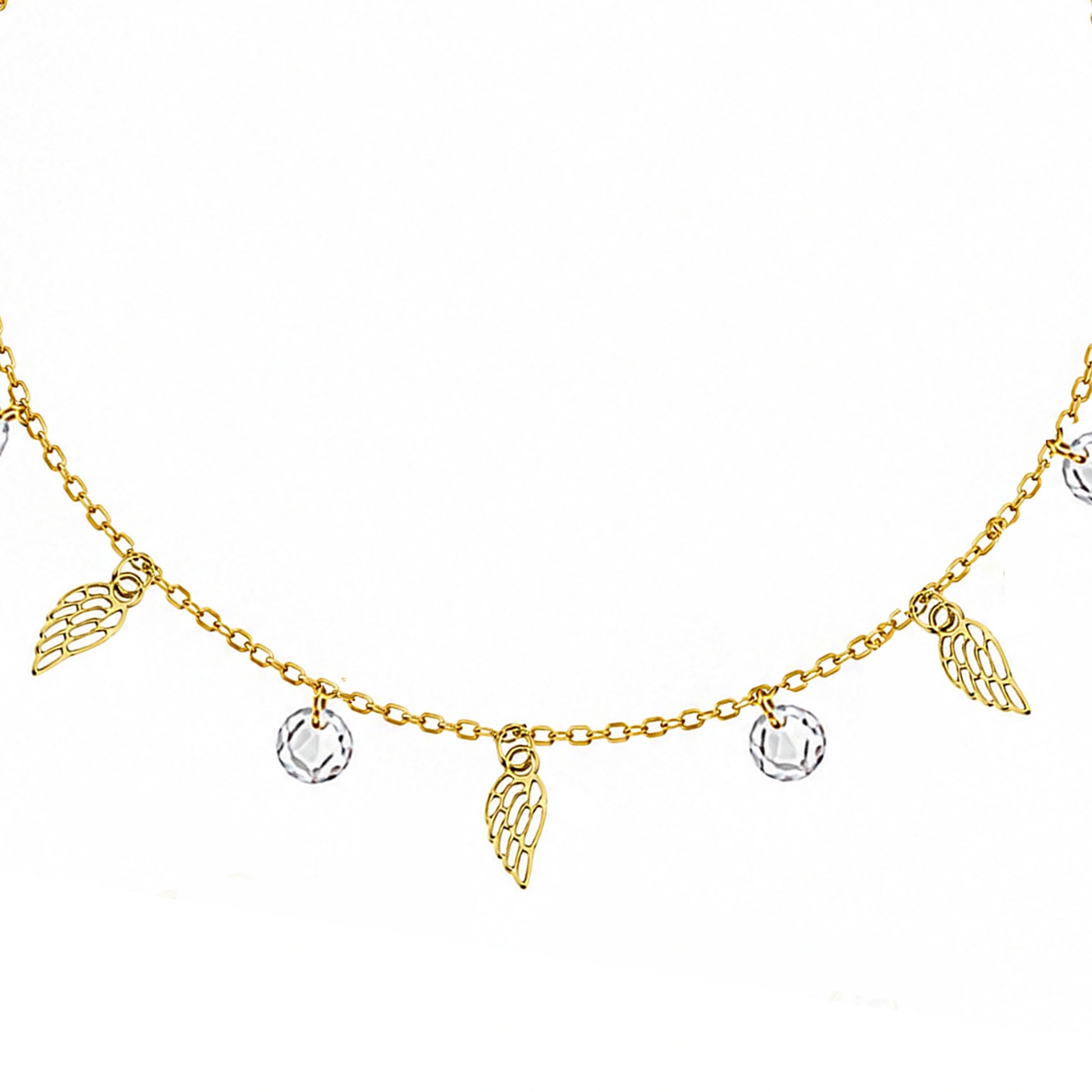 Bracciale Argento Dorato Ali e Zirconi Sfaccettati