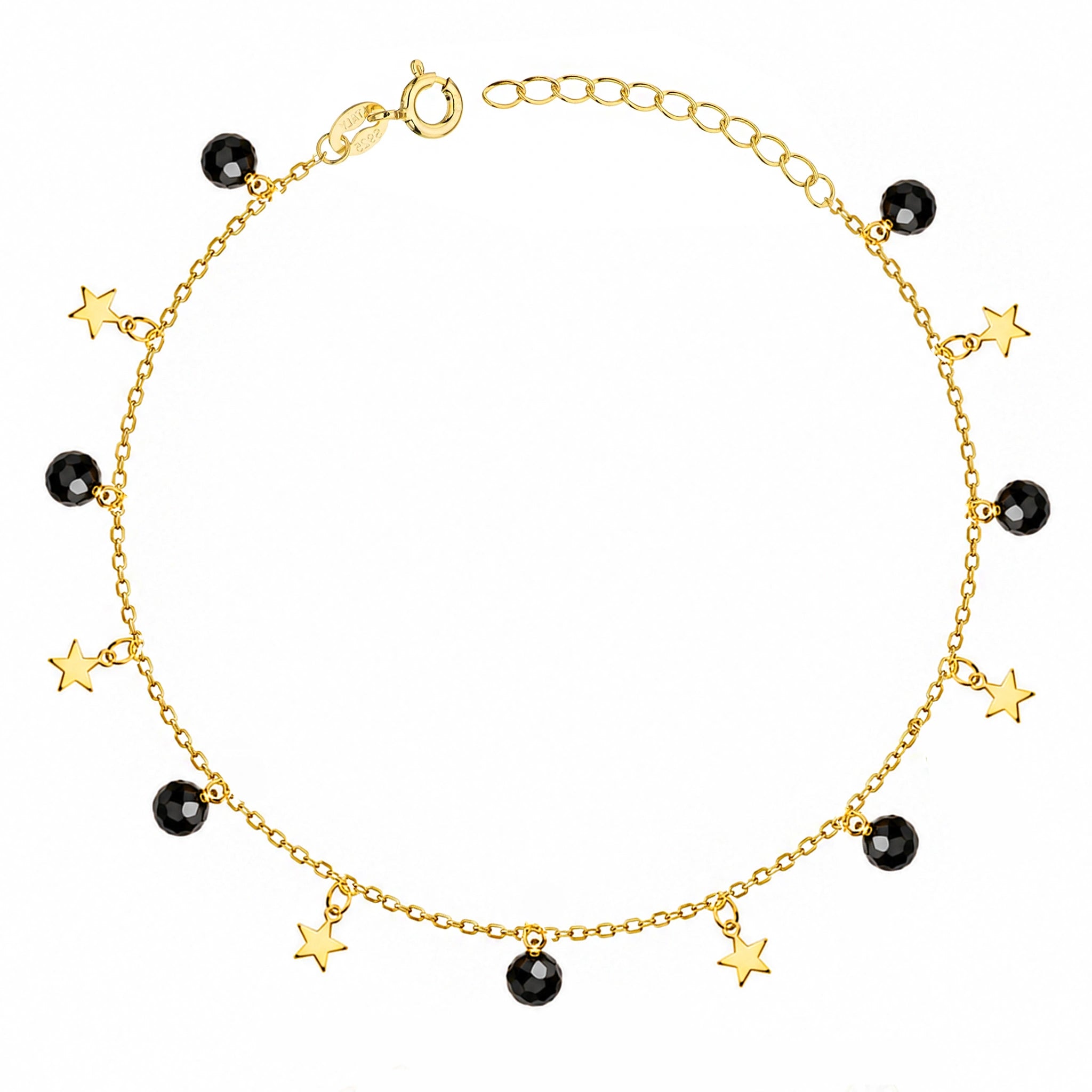 Bracelet en Argent Doré Étoiles et Zirconiums