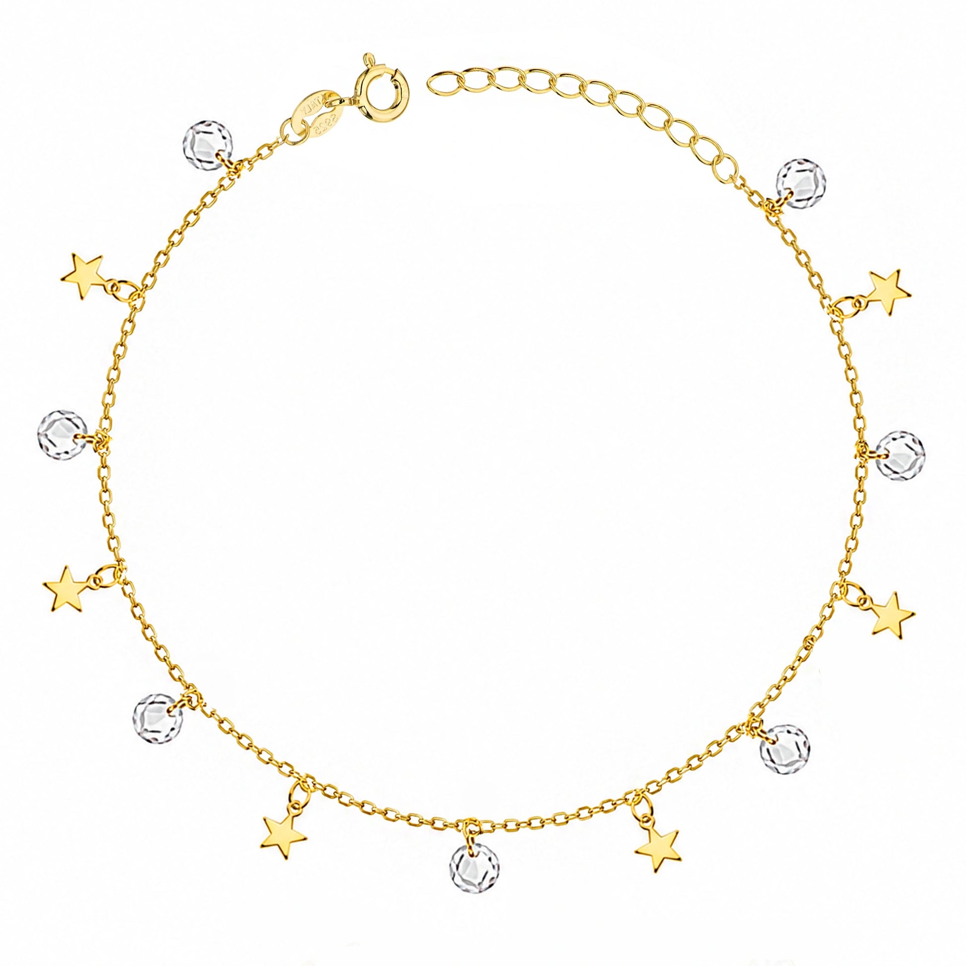 Bracelet en Argent Doré Étoiles et Zirconiums