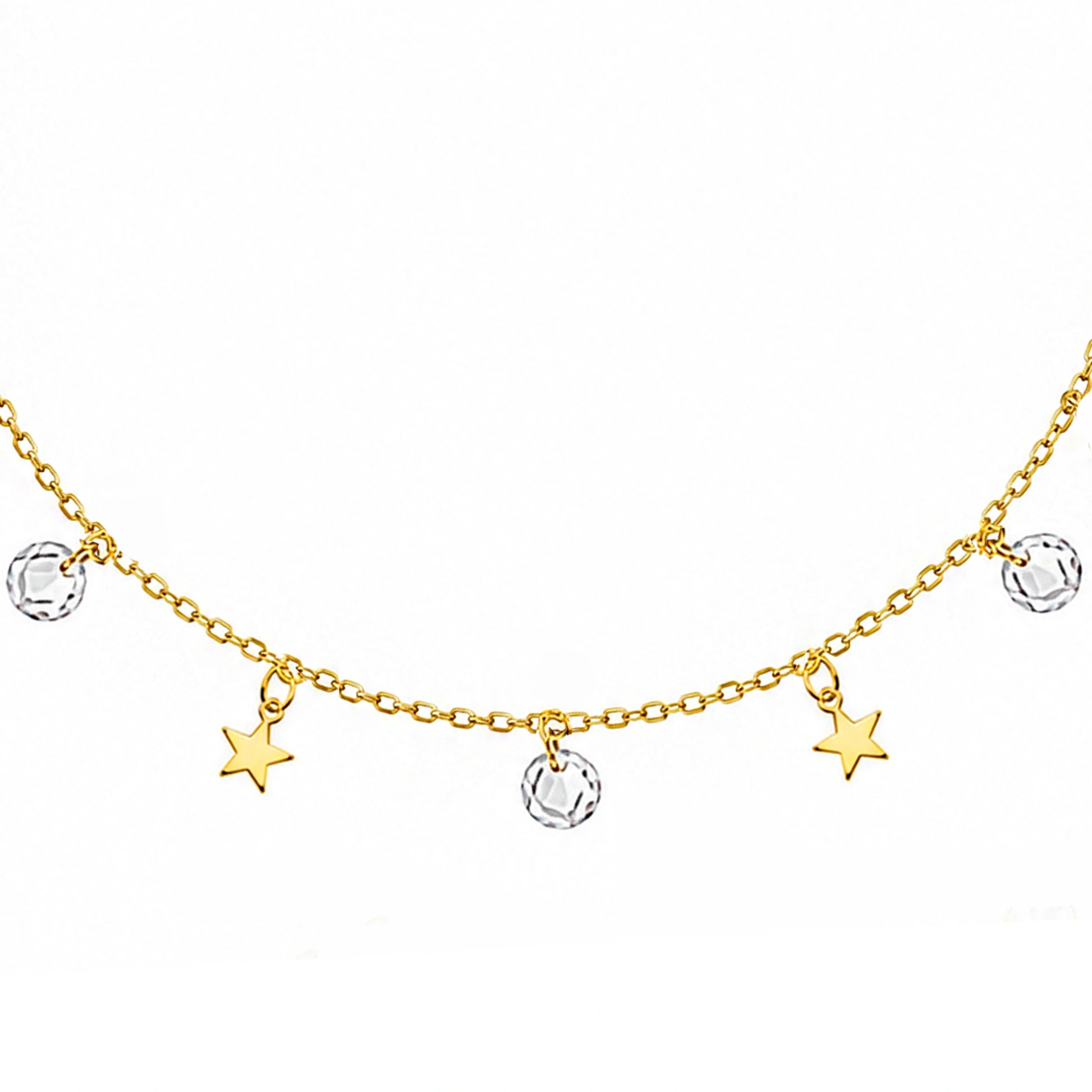 Bracelet en Argent Doré Étoiles et Zirconiums