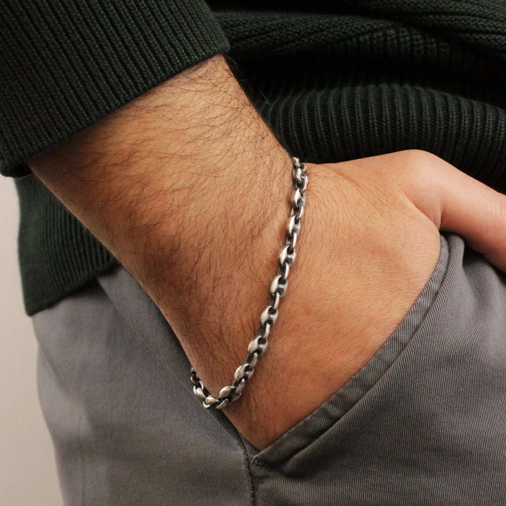 Burnished Silver Navy Bracelet