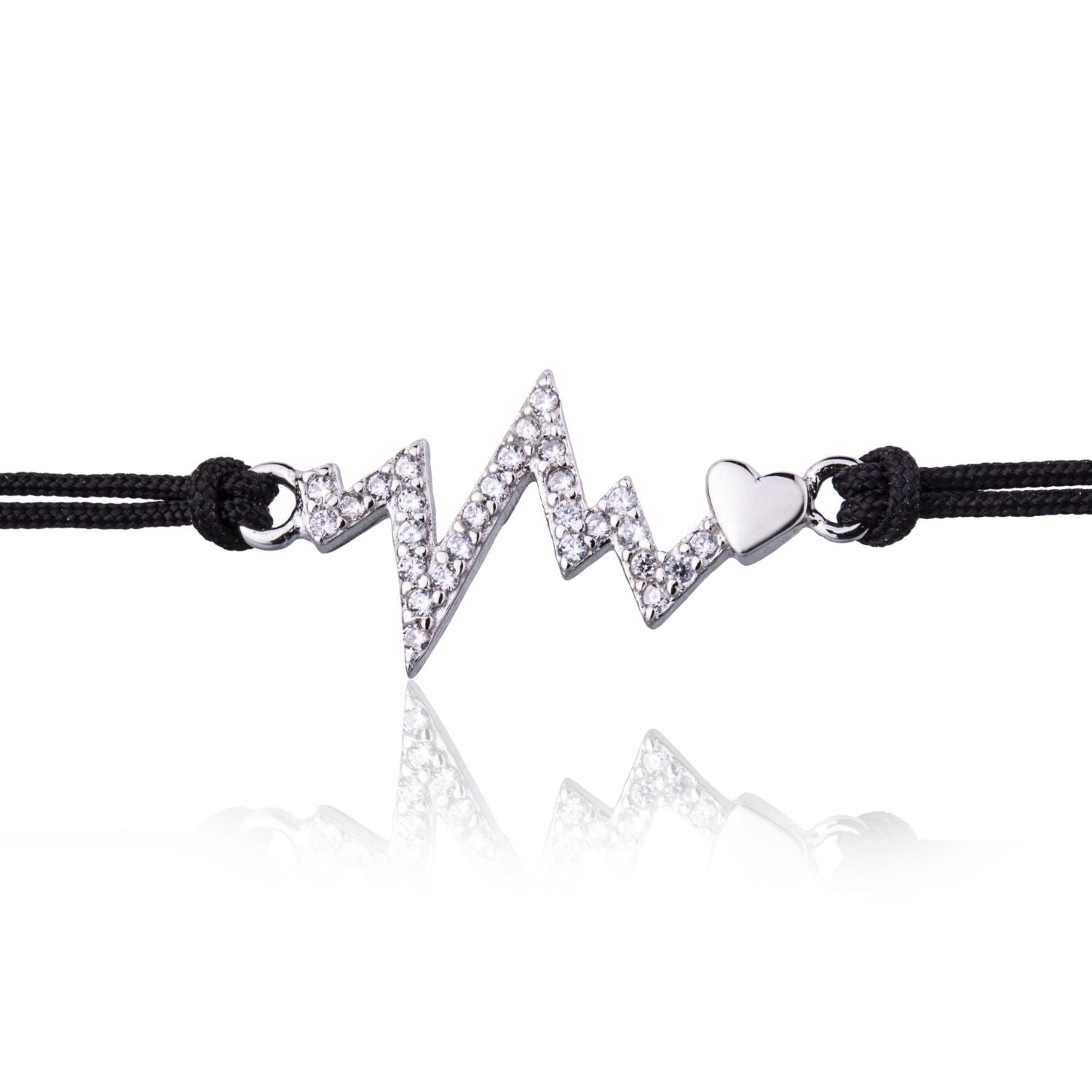 Pulsera de Plata con Cordón Latido y Strass