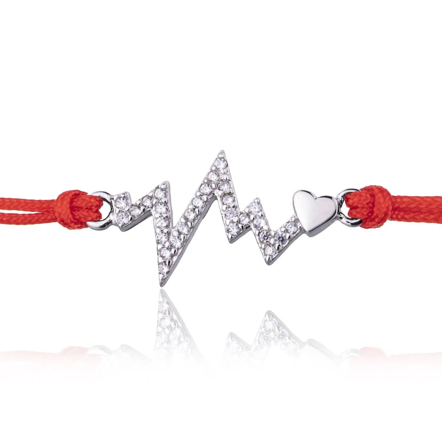 Pulsera de Plata con Cordón Latido y Strass