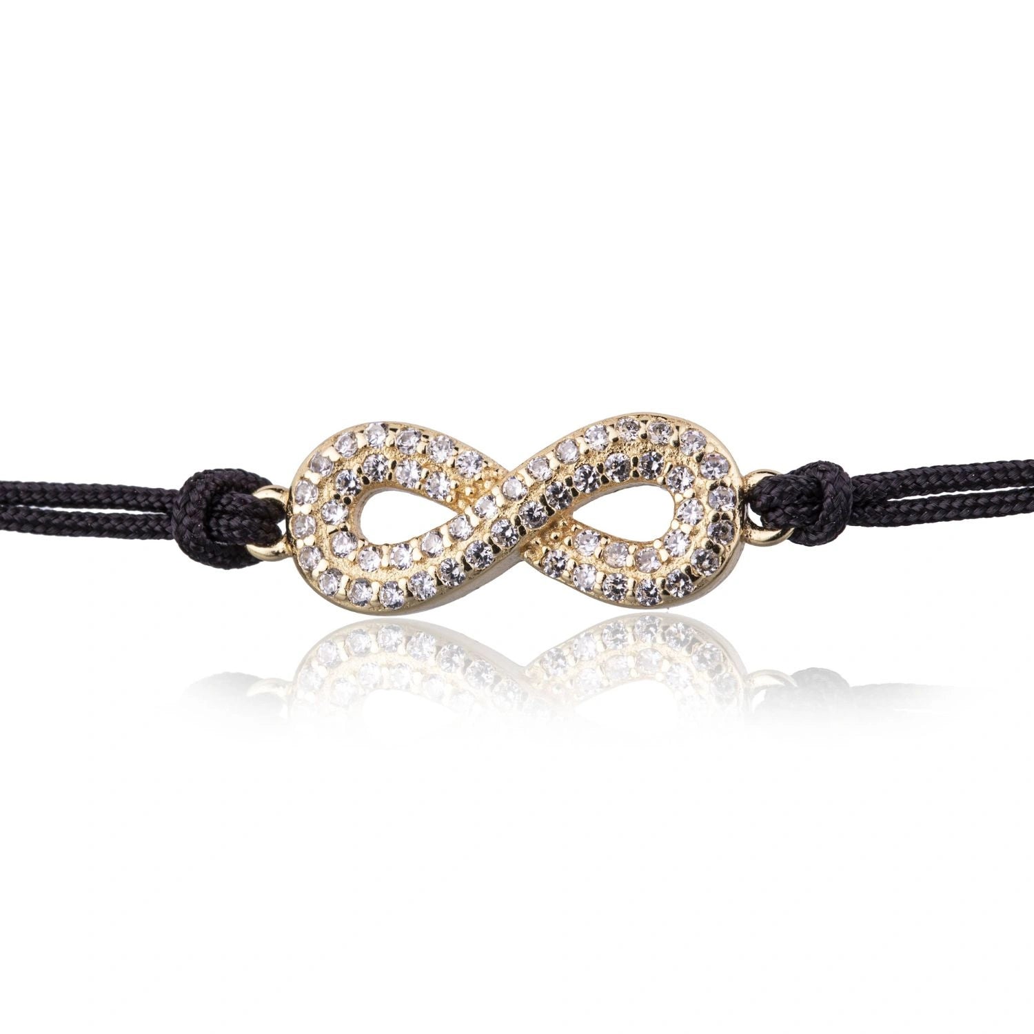 Bracelet en Argent sur Cordon Infini Strass Doré