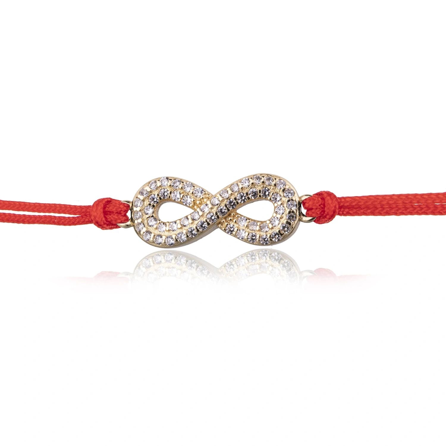 Bracelet en Argent sur Cordon Infini Strass Doré