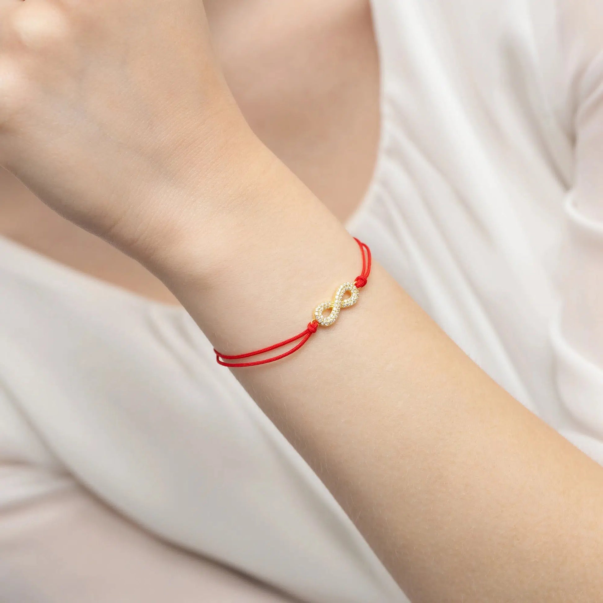 Bracelet en Argent sur Cordon Infini Strass Doré