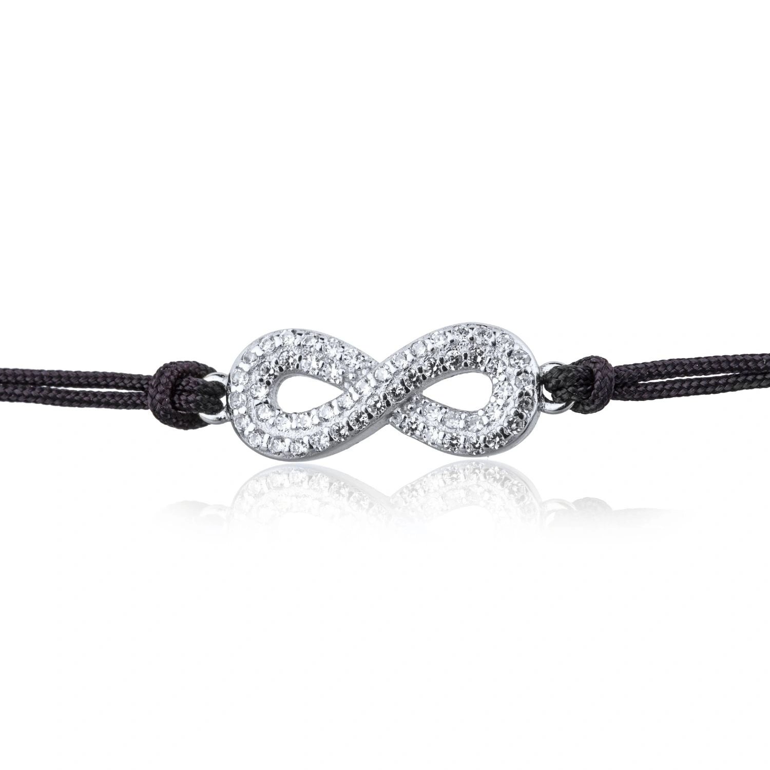 Bracciale in Argento in Cordino Infinito Strass Rodiato
