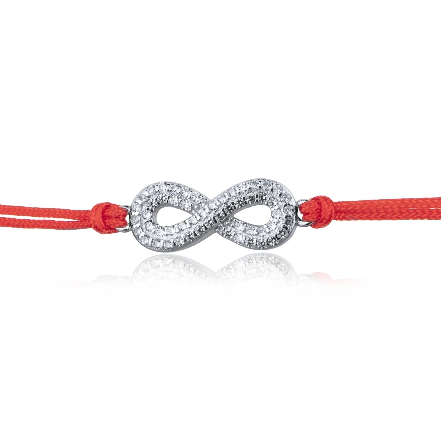 Bracciale in Argento in Cordino Infinito Strass Rodiato
