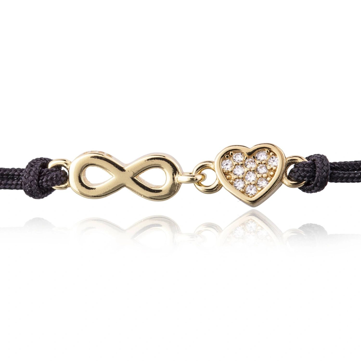 Bracciale in Argento in Cordino Cuore e Infinito